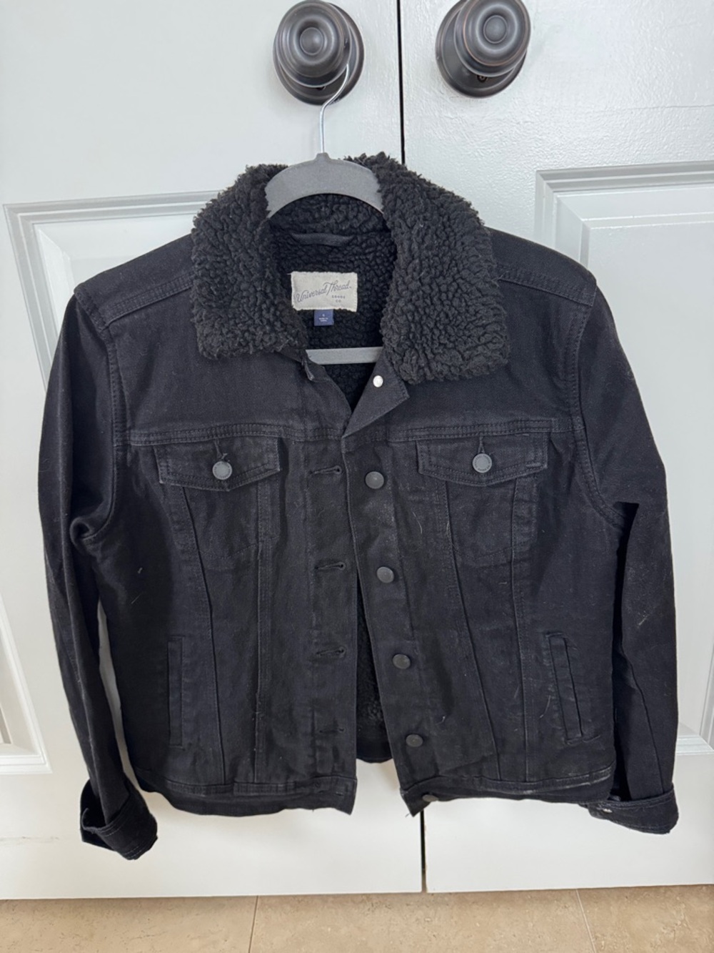 Black Sherpa Collar Denim Jacket